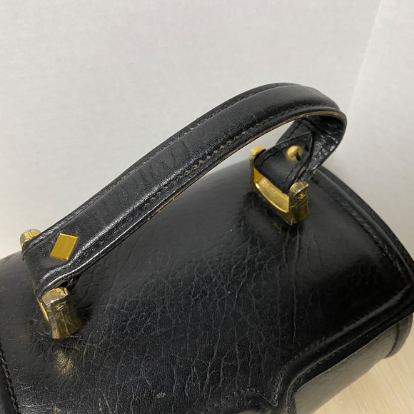 Vintage Collentz Barrel Purse • Black Leather • One Strap • Small - Picture 4 of 13